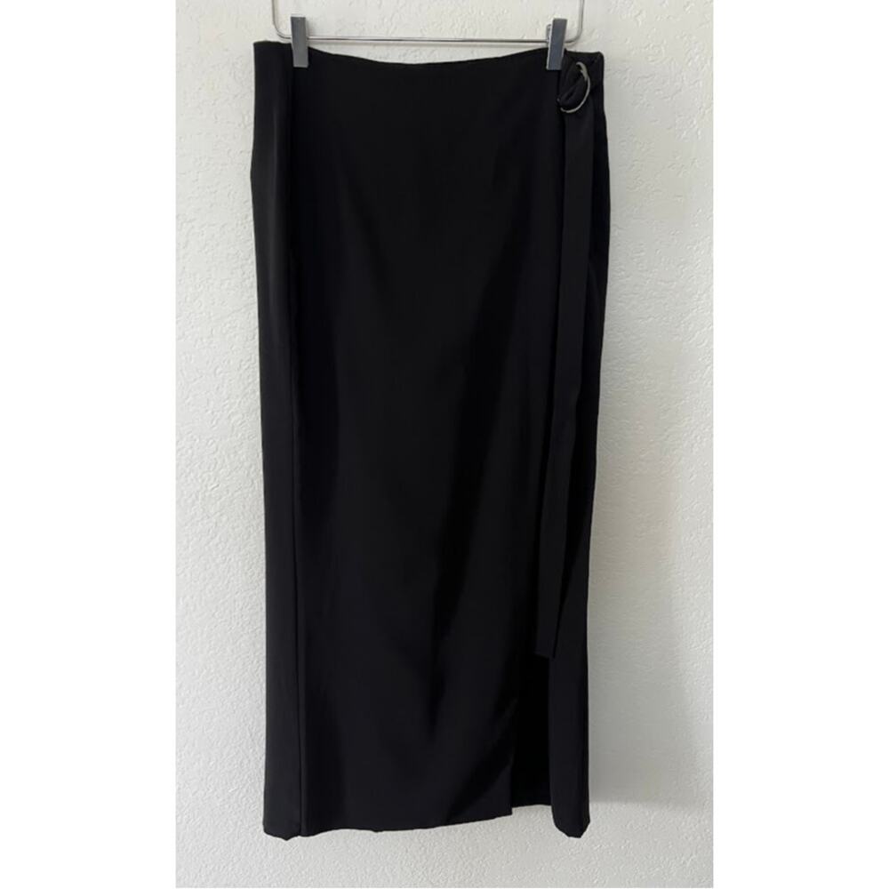 NEW! Express Women's High Waisted Belted Wrap Wide Leg Pant 12 L Black $98 - Picture 4 of 11